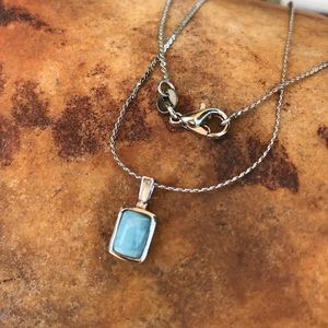 WG Rhodium Over SS >>2.0CTW Larimar 16 In Necklace
